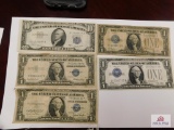 1-$10 & 4 - $1 Silver Certificates