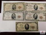 5 Brown Seal 2-$5, 2-$10, 1-$20