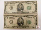 1928 A&B Lincoln $5 Bill [2 bills]