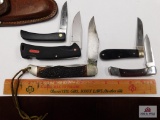 5 knives: buck, scharde, winchester