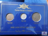 USA Rare Coins of the 19th Century ( 2 cent piece, 3 cent pc & lg cent)