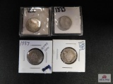 1875, 1882, 1889, 1887 Seated Dimes