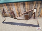 Cross Cut Saw, Bow Saw, And A Press