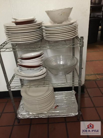 Metal stand with restaurant china