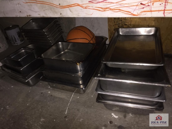 Lot of stainless steel serving pans
