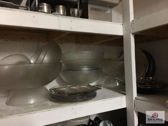 Lot of plastic and glass serving pieces