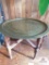 Large brass tray table w/carved legs