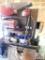 Metal cabinets and contents, fireplace fronts, gas cans, copper tubing, CB radio & shelving parts