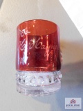 Antique 1899 Ruby and clear glass mug