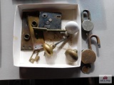 Antique door knobs and locks with keys (American Lock Company)