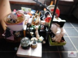 Decorative items, stuff animals, platters, snow globes