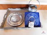 Large tray, collectible 1776-1976 plate & 1976 Republican National Convention platter