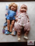 2 Antique dolls; Shirley Temple and Baby Dimples w/damage
