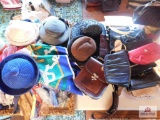 Large collection of handbags, hats, scarves