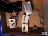 Sterling silver rings, pins, earrings and brush