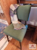 Vintage chair and crocheted throw