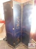 7' Trifold oriental screen with mirrored back