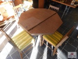 Octagonal table, 4 chairs and 1 leaf