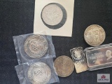 Lot of misc. silver coins and tokens: RNC Convention tokens, Mexican Peso, mini bars, etc.