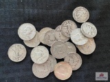 Lot of (20) US Silver Half Dollar Coins (Franklins and Walking Liberty) (various years)