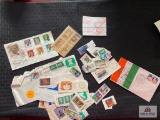 Lot of various US and foreign stamps (cancelled on envelopes and not)