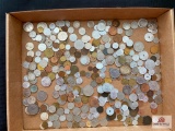 Lot of various foreign coins: France, Italy, Silver Mexican Peso, Switzerland, Indonesia, Hong Kong,