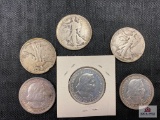 Lot of US Half Dollars: (3) Walking Liberty and (3) Columbian Exposition [6 total pieces)