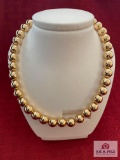 14K Yellow Gold Beaded Necklace