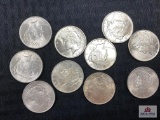 Lot of US Peace Silver Dollars (various dates) (10 pcs)