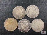 Lot of US Morgan Silver Dollars (various dates) 5 pcs