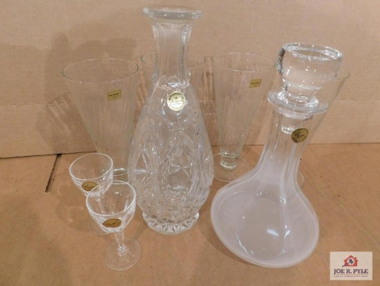 Collection Of Crystal- Luminarc Set Of Goblets, Princess House Vase, And Cristal France Decanter W/