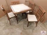 Antique Card Table With 4 Chairs 31X31X28