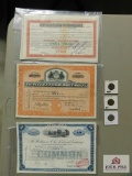 The Pennsylvania Railroad Company Stock Certificates With B&O R.R. Tokens And A Pittsburgh R.R.