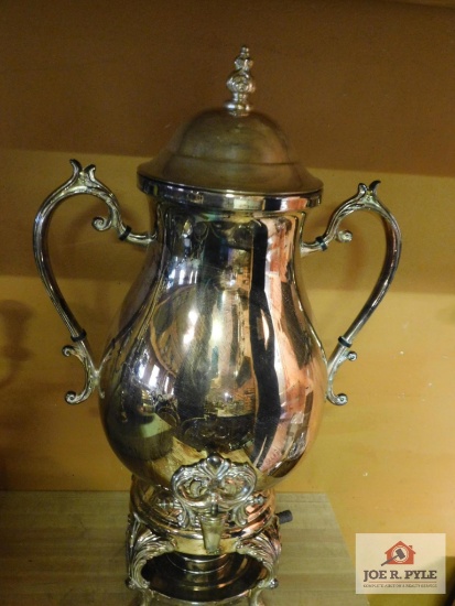 Large silver-plate coffee urn
