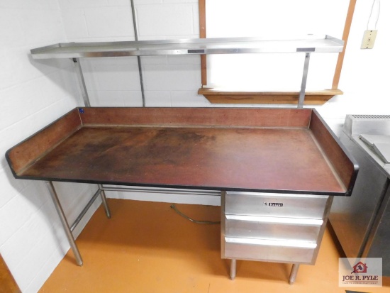 Knight composite top and stainless steel prep table with 3 drawers 72x30x61