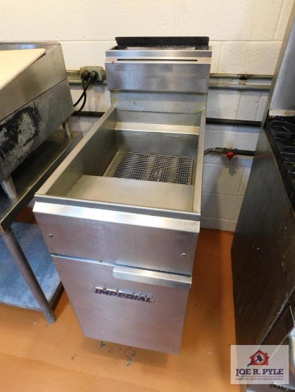 Imperial gas stainless steel commercial fryer on casters with 2 baskets 16x30x46