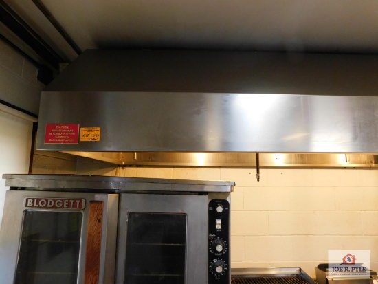 Sal Reck Equipment Co. stainless steel stove hood with Loren Cook Company exhaust fan (fire