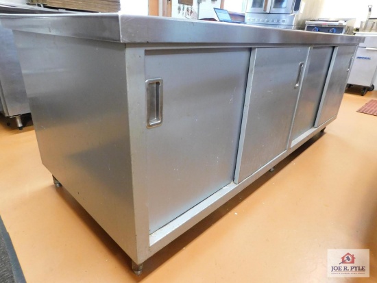 stainless steel prep table with sliding door storage 90x36x33.5