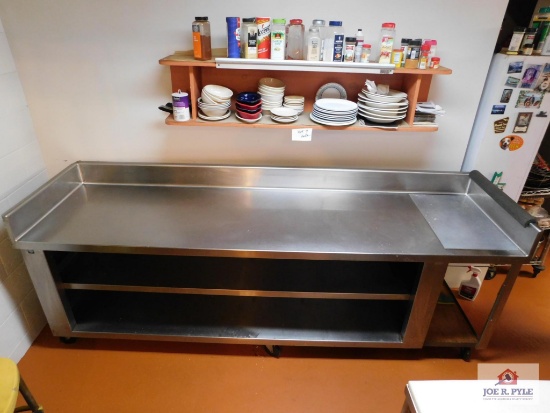 NSF stainless steel prep table with storage shelves on casters (shelf above table NOT included)