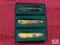 [SKU: 102065] lot of 3 Moore Maker pocket knives: model 5201 from 1995, model 5201 from 1994, and