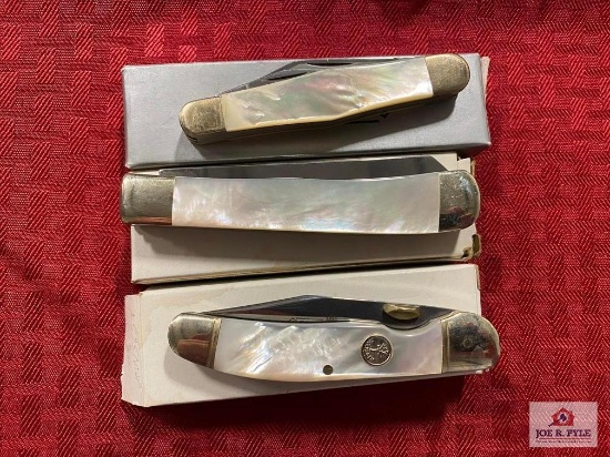 [SKU: 102076] lot of 3 Boker pocket knives with mother of pearl handle