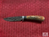 [SKU: 102039] custom knife with Damascus blade and exotic wood handle- stamped HK DERR