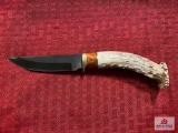 [SKU: 102045] custom knife with antler handle- stamped HK DERR