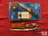 [SKU: 102090] Case XX shears, Sharp brand folding hunter, Schrade Old Timer folding hunter (new in