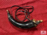 [SKU: 102091] powder horn with leather strap