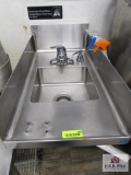 stainless steel handwash sink approx. 15 inches wide, 30 inches long