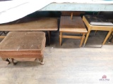 Tables, footstool and sewing bench