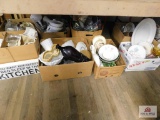 Boxes of dishes, decorative items