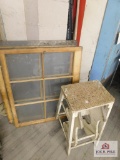 Windows and vintage step stool