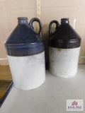 2 Tan and brown jugs